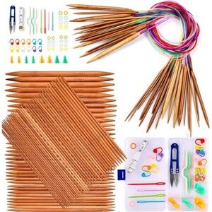 Knitting Needles Set, Exquiss 18 Pairs Bamboo Circular Knitting Needles